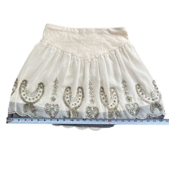 FREE PEOPLE BEADED MINI SKIRT SCALLOPED HEM WOMEN SIZE SMALL - Picture 10 of 10